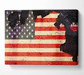 American Flag Cracked Canvas Print Wall Art - Large 26 x 40 Inches