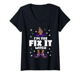 Womens Funny Fix It Witch Family Matching Halloween V-Neck T-Shirt