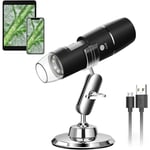 LaBlanc - Microscope Numérique USB, 720P WiFi Endoscope Portable 50X-1000X avec Endoscope à 8 LED, Support en Métal pour Android iOS iPhone iPad