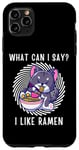 Coque pour iPhone 11 Pro Max Mignon chat kawaii chaton What Can i Say I Like Ramen Nouilles