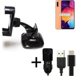 Car holder windshield dashboard for Samsung Galaxy A50 charger Cell phone mount 