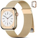 PIOWNN Strap Compatible with Apple Watch Strap 44mm 45mm 42mm Women Men, Metal Double Magnetic Stainless Steel Replacement Straps for Apple iWatch SE SE 2 Series 9 8 7 6 5 4 3 2 1, Rose gold