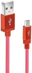 Micro USB Cable 1m Charger Data Sync Braided For Samsung Android Phones Red