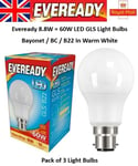 4 x 8.8W = 60W LED Energy Saving GLS Light Bulbs Bayonet BC B22 Warm White