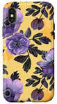 Coque pour iPhone X/XS Jaune Pop Art Tropical Mignon Violet Esthétique Anémones