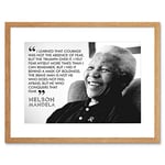 Wee Blue Coo I Learned That Courage Nelson Mandela BW Typography Quote Framed Wall Art Print