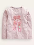 Mini Boden Kids' Embroidered Ballet Puff Sleeve Top, French Pink