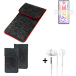 Cover for Samsung Galaxy M13 5G dark gray red edges Sleeve + earphones