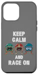 Coque pour iPhone 12 Pro Max Casques rétro vintage, Go Kart Car Racing, Keep Calm & Race On