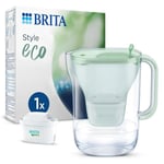 BRITA Carafe filtrante Style Eco Vert (2,4 l) avec 1 cartouche MAXTRA PRO All-in-1 – Filtre à eau durable au design moderne pour réduire le calcaire, le chlore, le plomb et les impuretés