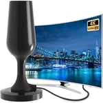 Antenne TV Intérieure Puissante TNT HD-Réception TNT Performante,Antenne TNT Longue Portée et à 360°,Base Magnétique Forte Compatible avec pour 4K 1080P Chaînes Gratuites et Tous Les TV