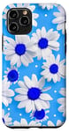 iPhone 11 Pro Blue & White Daisy Polka Dots Floral Polka Dot Daisy Flowers Case