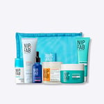 Nip + Fab Exfoliate & Hydrate Gift Set | Smooth Texture and Boost Glow with Glycolic acid | Glycolic Scrub, Concentrate, Pads | Hyaluronic Cream