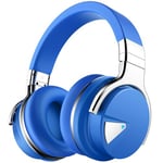 GarageRock E7 Active Noise Cancelling Headphones Bluetooth Headphones Wireless Headphones Over Ear with Microphone Deep Bass, Comfortable Protein Earpads, 30 Hours Playtime for Travel/Work, Blue