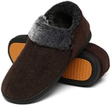 Mishansha Chaussons Homme Hiver Pantoufles Homme Confortable Chaussons Chaude Fourrés Charentaises Polaire Slippers avec Semelle en Caoutchouc Café,Gr.46