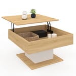 Idmarket - Table basse plateau relevable eden carrée bois et blanc