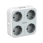 TESSAN-Prolongateur de prise murale à prises multiples EU,prises secteur,ports USB,prise électrique de type C,adaptateur secteur,chargeur pour la maison - Type TS-302-DE-GR