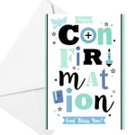 Confirmation Card with Foil Detail and White Envelope - Blue C