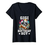 Womens Gigi Of The Birthday Boy Football Grandma First Birthday V-Neck T-Shirt