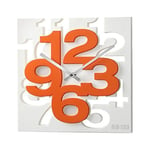 GMMH 3 D Design Moderne 1106 Cuisine Horloge Murale radiocontrolée en Faire pilotée Blanc/Orange
