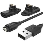 MoKo Charger Cable Compatible with Garmin Fenix 7/7S/7X/6/6S/6X/5/5S/5X/Forerunner 45/245/255/Vivoactive 3/4/Instinct 2/Venu, 1M USB Data Transfer Charging Cord with 2-Pack USB-C Adapters, Black