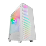 MARSGAMING MC-Volt, Boîtier Gaming ATX, Ventilateur ARGB 120mm, Grille Frontale ARGB, Fenêtre Latérale en Verre Trempé, Gestion de Câblage, Semi-Tour PC avec Support Refroidissement Liquide, Blanc