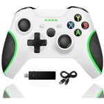 Manette sans fil pour Xbox One,avec adaptateur Bluetooth 2,4 G, compatible avec Xbox One-One S-One X-One Elite-Windows 10 - Blanc