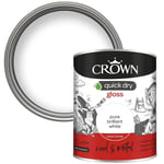 Crown Quick Dry Gloss Pure Brilliant White - Wood & Metal - Paint  750ml