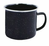 2 Black Enamel Mugs Outdoor Camping Travel Tin Metal Cup