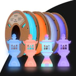 Filament PLA spécial 1,75 mm +/-0,03 mm, Filament d'impression 3D PLA 1,75 mm pour imprimantes 3D et stylos 3D, 0,25 kg/bobines Lot de 4, multicolore vif/violet/orange rouge/bleu