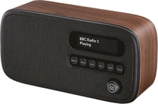 Dexter Radio Dab Plus/Dab avec FM,Haut-parleurs Stéréo 3W et Écran LCD - Alimentée par Secteur et Batterie Radio Portable avec 60 Présélections,Antenne et Prise Casque - Noyer(Q92)