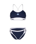 arena Icons Bikini croisé dans Le Dos uni Maillot de Bain Deux pièces, Navy-White, 10A Femme