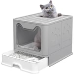 Bac à Litière Pliable pour Chat,Bac a Litiere pour Chat avec Pelle,Nettoyage Facile,Maison de Toilette,Rebords Amovibles,Anti-Fuite,Pour Chats