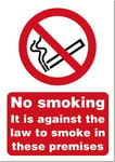 SECO No Smoking It Is Against The Law To Smoke In These Premises Sign, A5 - Self Adhesive Vinyl