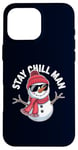 Coque pour iPhone 16 Pro Max Stay Chill, Man Cool Winter Snowman, Noël