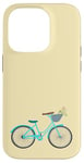 Coque pour iPhone 14 Pro Vélo rétro bleu pour fille avec panier de fleurs