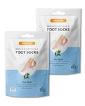 PROFOOT Lot de 2 paires de chaussettes hydratantes en profondeur à l'arbre à thé réparateur intensif pour peaux sèches Vitamine E Blanc