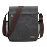 S-ZONE Medium Messenger Bag with 12.9 Inch Tablet Compartment Men Canvas Crossbody Satchel Shoulder Bag