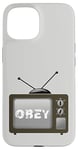 Coque pour iPhone 15 Obey Écran de télévision média de masse Contrôle psychologique