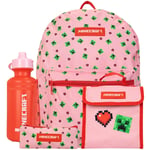 Girls Minecraft Backpack Set | Kids Minecraft 4-Piece Bag Set | Minecraft Lunchb