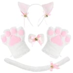 Katt cosplay kostym set kattunge svans öron krage tassar handskar kit för halloween tillbehör 5 st