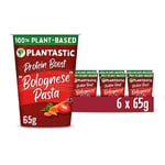 Plantastic Protein Boost Bolognese Pasta in a Rich Tomato Sauce, 100% Plant-Based 65 g (Pack of 6)