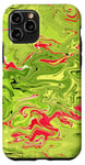 Coque pour iPhone 11 Pro Vert citron et rouge, abstrait amusant