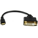 StarTech 8 in Mini HDMI to DVI Cable Adapter  DVI-D to HDMI (1920x1200p)  19 Pin HDMI Mini (C) Male to DVI-D Female  Digital Monitor Adapter Cable