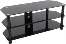 AVF Universal Black Glass and Black Legs TV Stand For up to 55" TVs