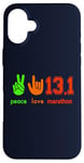 iPhone 16 Plus Peace Love 13.1 Half Marathon Cool Running Runners Case