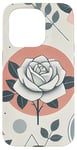 Coque pour iPhone 15 Pro Motif floral rose, style géométrique minimaliste