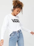 Vans Womens Classic Logo Long Sleeve T-Shirt - White, White, Size M, Women