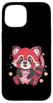 Coque pour iPhone 15 Panda kawaii rouge avec tirelire