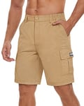 TACVASEN Cargo Shorts Mens Cargo Summer Shorts Cotton Plain Combat Pants Outdoor Casual Work Shorts with Pockets Khaki,38